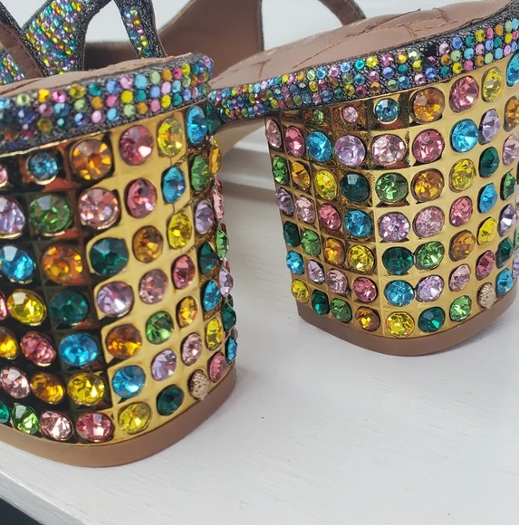 Kurt Geiger Multicolor Embellished Heels with Gold Details - Picture 5 of 7